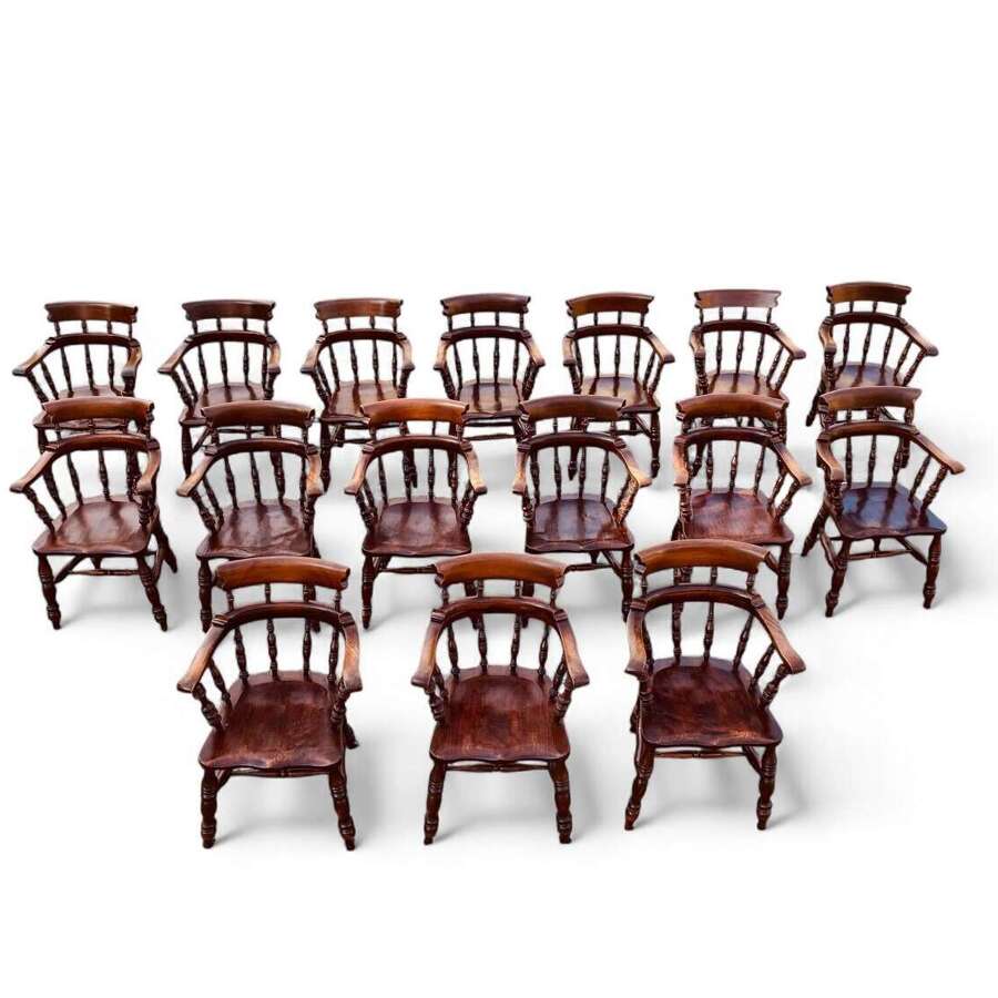 COMB BACK Windsor CAPTAIN&rsquo;S CHAIRS,  C1900, set of 16