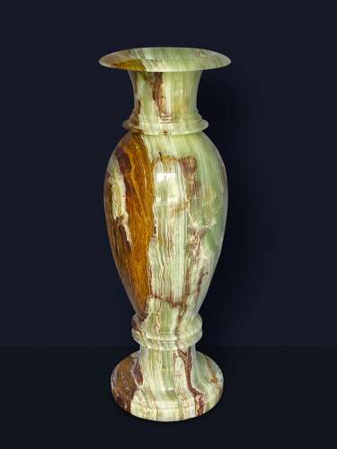 Onyx Marble Vases Life-size Pair Classical Urns Circa 1960