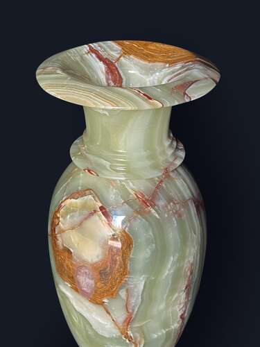 Onyx Marble Vases Life-size Pair Classical Urns Circa 1960