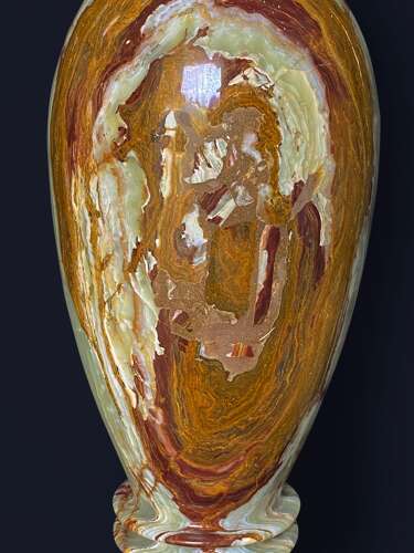 Onyx Marble Vases Life-size Pair Classical Urns Circa 1960