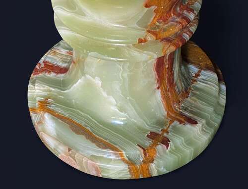 Onyx Marble Vases Life-size Pair Classical Urns Circa 1960