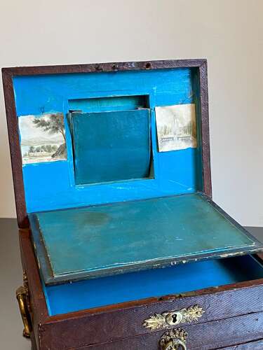 Regency Leather Bound Writing Slope Sewing Jewellery Box Engraved