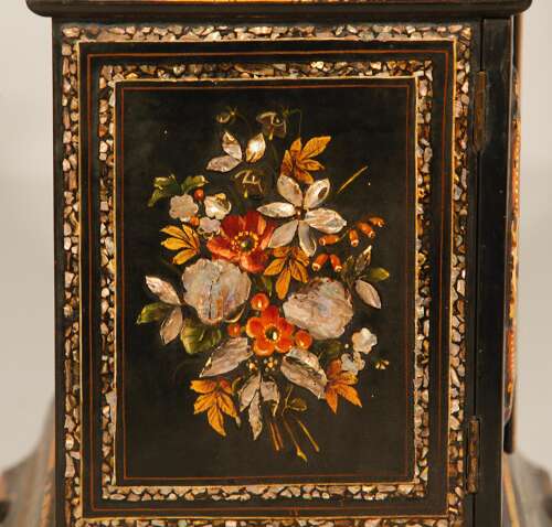 English Papier Mâché Jewellery Sewing Cabinet Box Circa 1860