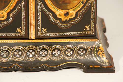 English Papier Mâché Jewellery Sewing Cabinet Box Circa 1860