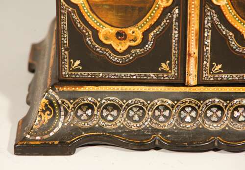 English Papier Mâché Jewellery Sewing Cabinet Box Circa 1860