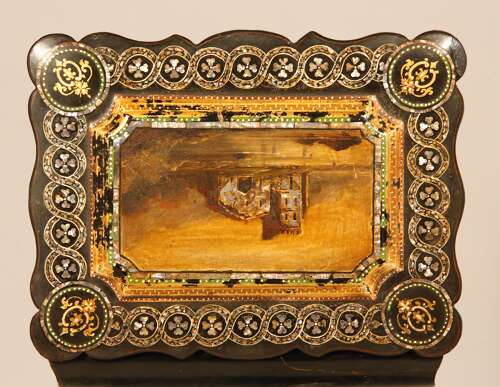 English Papier Mâché Jewellery Sewing Cabinet Box Circa 1860