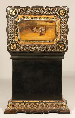 English Papier Mâché Jewellery Sewing Cabinet Box Circa 1860
