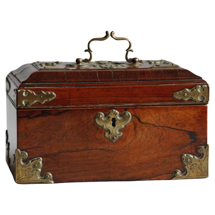 Tea Caddy George II Brass Padouk English circa 1760