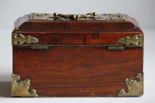 Tea Caddy George II Brass Padouk English circa 1760