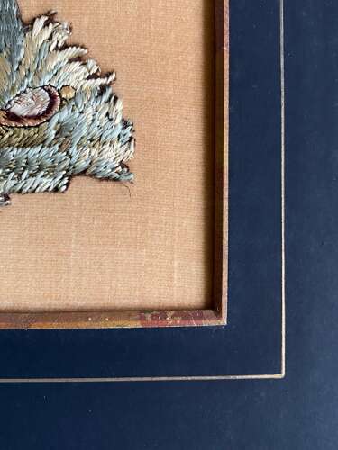 Silk Embroidery Needlework Mounted Picture Panel 19thC