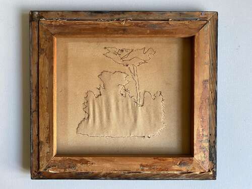 Silk Embroidery Needlework Mounted Picture Panel 19thC