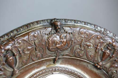 Dish Bowl Oval Copper Brass Plaque Diana The Huntress 19th C