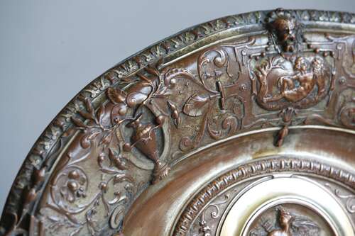 Dish Bowl Oval Copper Brass Plaque Diana The Huntress 19th C
