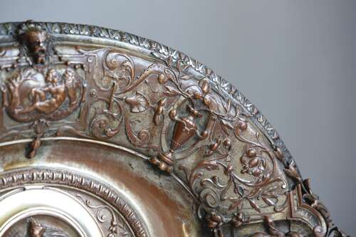 Dish Bowl Oval Copper Brass Plaque Diana The Huntress 19th C
