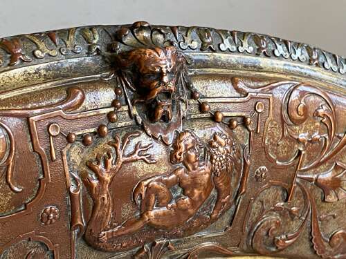 Dish Bowl Oval Copper Brass Plaque Diana The Huntress 19th C