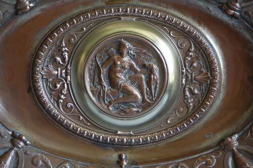 Dish Bowl Oval Copper Brass Plaque Diana The Huntress 19th C