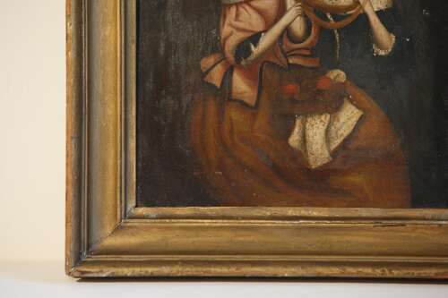 Oil Painting Ladies on Zinc Panel 19th C Victorian