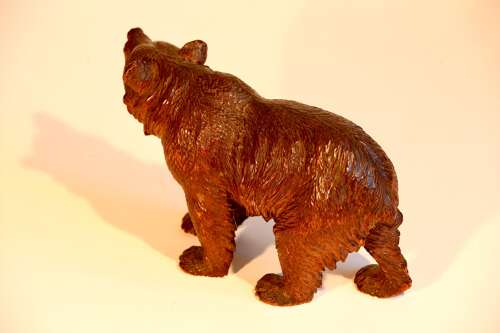Black Forest Linden Wood Carved Swiss Bear Glass Eyes