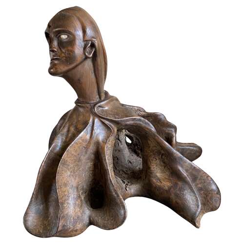 Folk Art Yew Burr Sculpture Carved Human Form Life Size