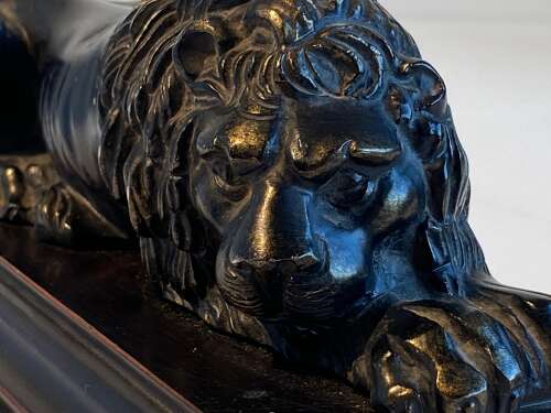 Pair of Cast Sculptures Bronze Lions, after Antonio Canova, 19th Century