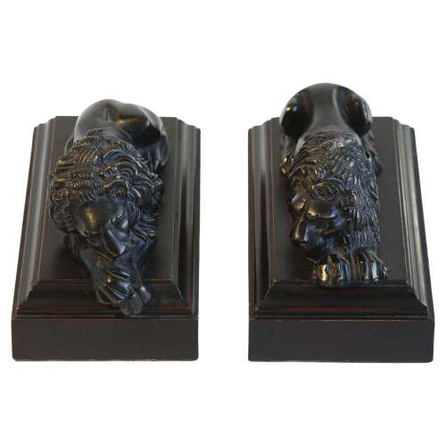 Pair of Cast Sculptures Bronze Lions, after Antonio Canova, 19th Century
