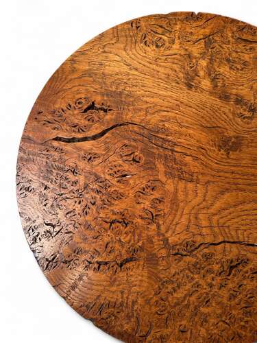 Wine Table, oak and burr oak