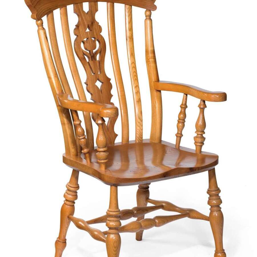 Farmhouse tulip splat armchair in ash