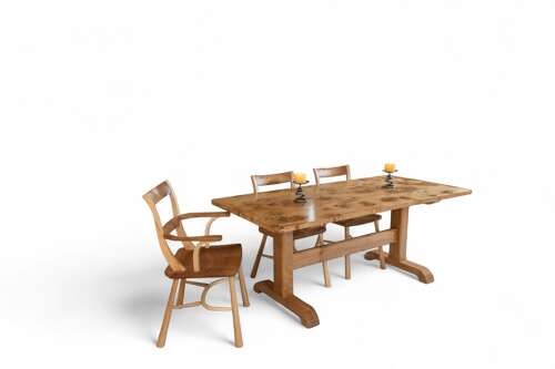 Pilgrim table in oak and burr oak