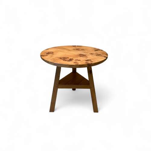 Cricket table in oak and burr oak