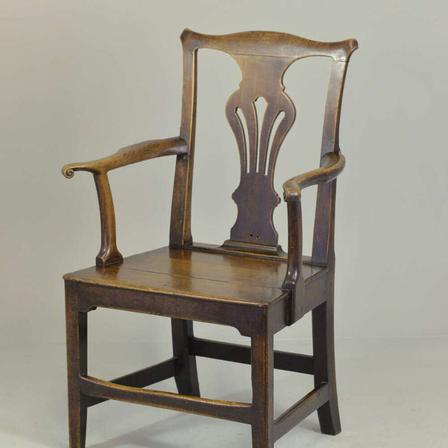 CHIPPENDALE STYLE ARMCHAIR IN FRUITWOOD C1800