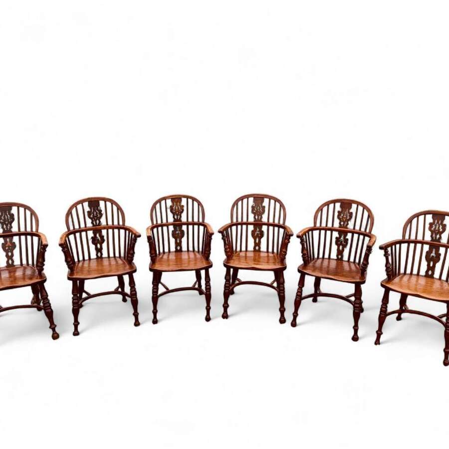 WELL MATCHED SET OF SIX LOW BACK WINDSOR ARMCHAIRS C1840