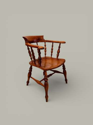 WINDSOR CAPTAIN'S CHAIR IN ASH & BEECH WITH ELM SEAT C 1890