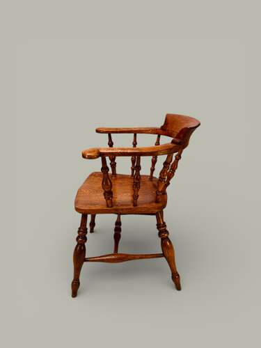 WINDSOR CAPTAIN'S CHAIR IN ASH & BEECH WITH ELM SEAT C 1890