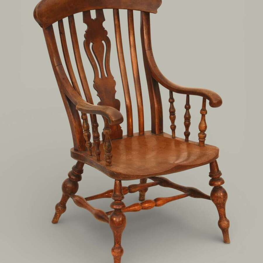 WINDSOR LARGE FARMHOUSE ARMCHAIR IN FRUTWOOD & ELM, C1890