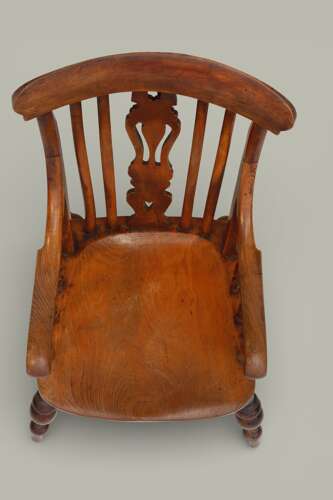 WINDSOR LARGE FARMHOUSE ARMCHAIR IN FRUTWOOD & ELM, C1890