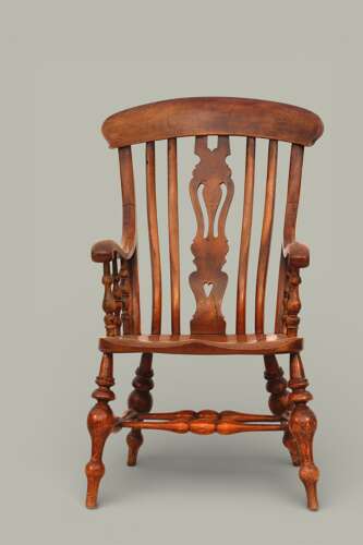 WINDSOR LARGE FARMHOUSE ARMCHAIR IN FRUTWOOD & ELM, C1890
