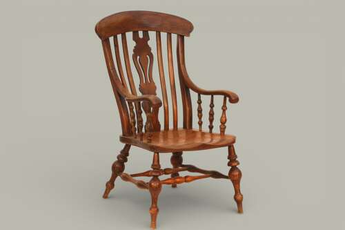 WINDSOR LARGE FARMHOUSE ARMCHAIR IN FRUTWOOD & ELM, C1890