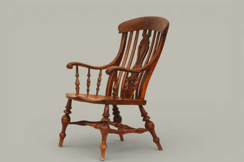 WINDSOR LARGE FARMHOUSE ARMCHAIR IN FRUTWOOD & ELM, C1890