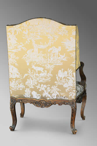 French Carved Louis XV Style Bergere Wingback Armchair, Circa 1860