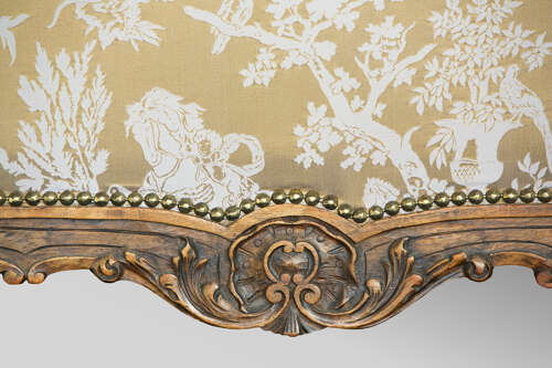 French Carved Louis XV Style Bergere Wingback Armchair, Circa 1860