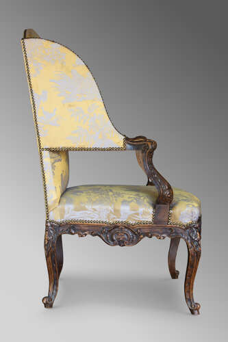 French Carved Louis XV Style Bergere Wingback Armchair, Circa 1860