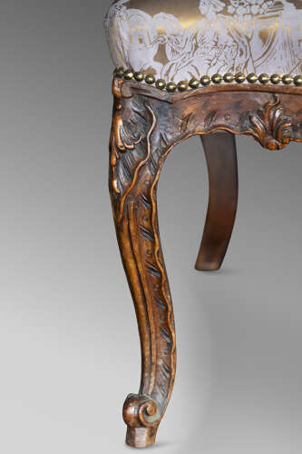 French Carved Louis XV Style Bergere Wingback Armchair, Circa 1860