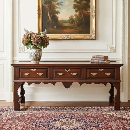 OAK DRESSER BASE WITH BLIND SILHOUETTE LEGS C1760