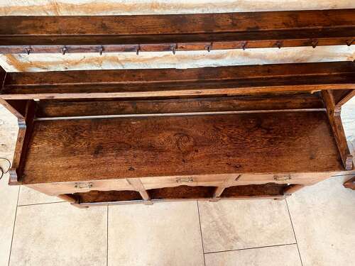 POTBOARD DRESSER WITH OPEN RACK, OAK, C1790