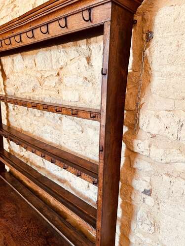POTBOARD DRESSER WITH OPEN RACK, OAK, C1790