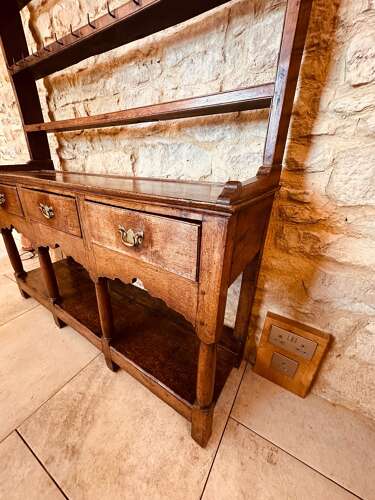 POTBOARD DRESSER WITH OPEN RACK, OAK, C1790