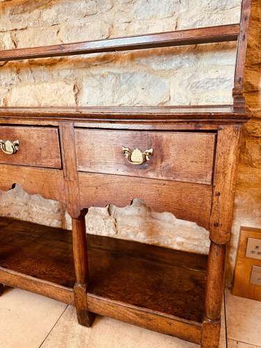 POTBOARD DRESSER WITH OPEN RACK, OAK, C1790