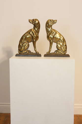 Brass Hunting Dog Doorstops English 19th Century