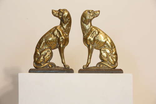 Brass Hunting Dog Doorstops English 19th Century