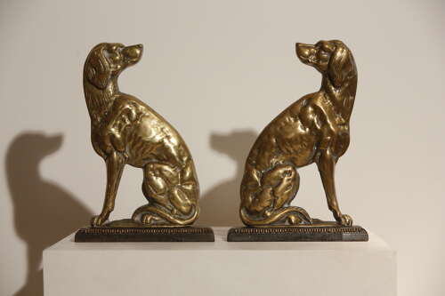 Brass Hunting Dog Doorstops English 19th Century